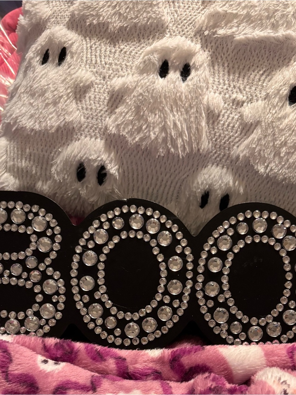 Boo wooden plaque with crystal embellishments